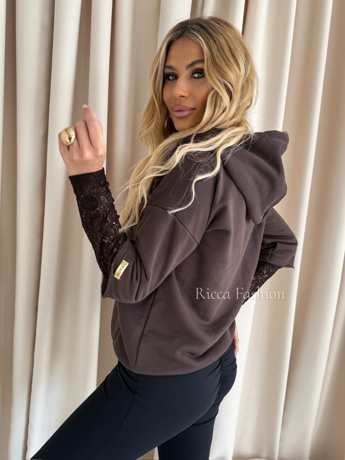 Bluza dresowa LACE, chocolate