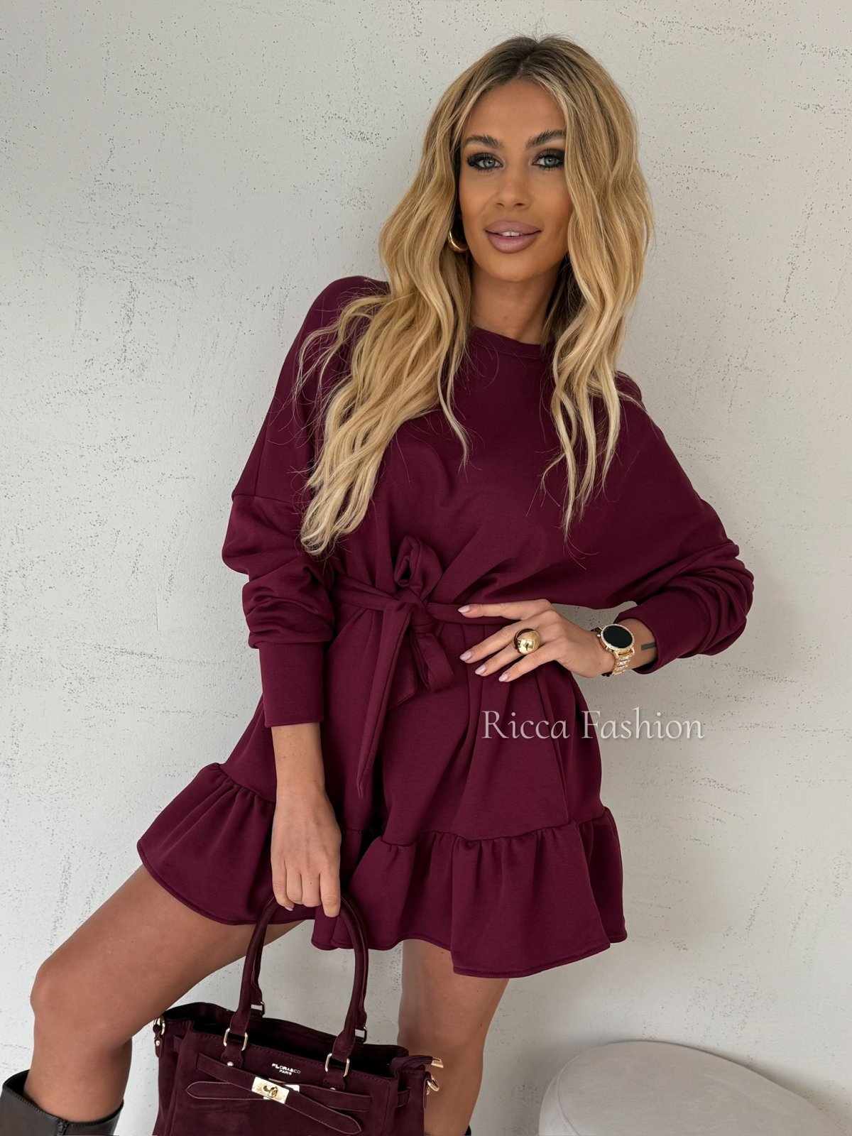 Sukienka bawełniana LUMA, bordo