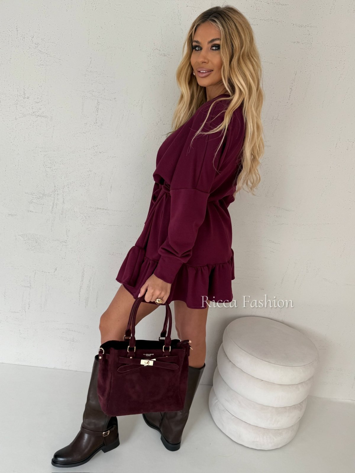 Sukienka bawełniana LUMA, bordo