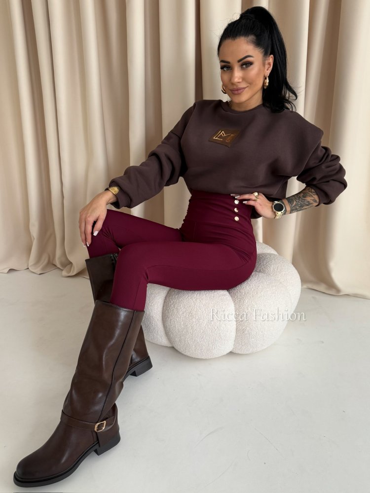 Legginsy prążkowane LINDO, bordo