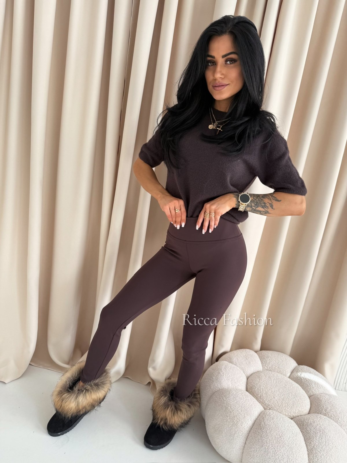 Legginsy ocieplane KEYO, chocolate