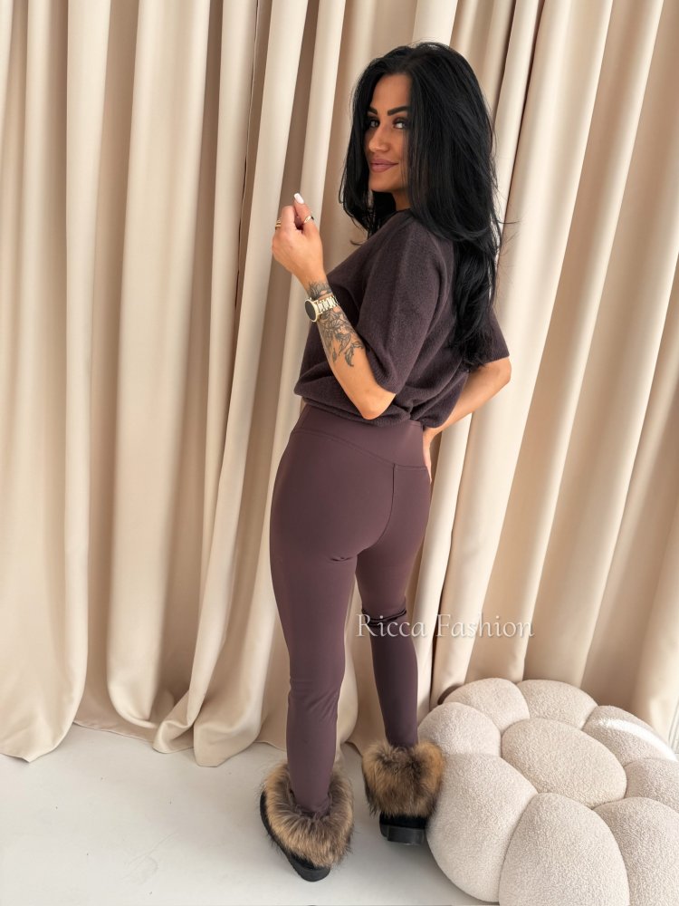Legginsy ocieplane KEYO, chocolate