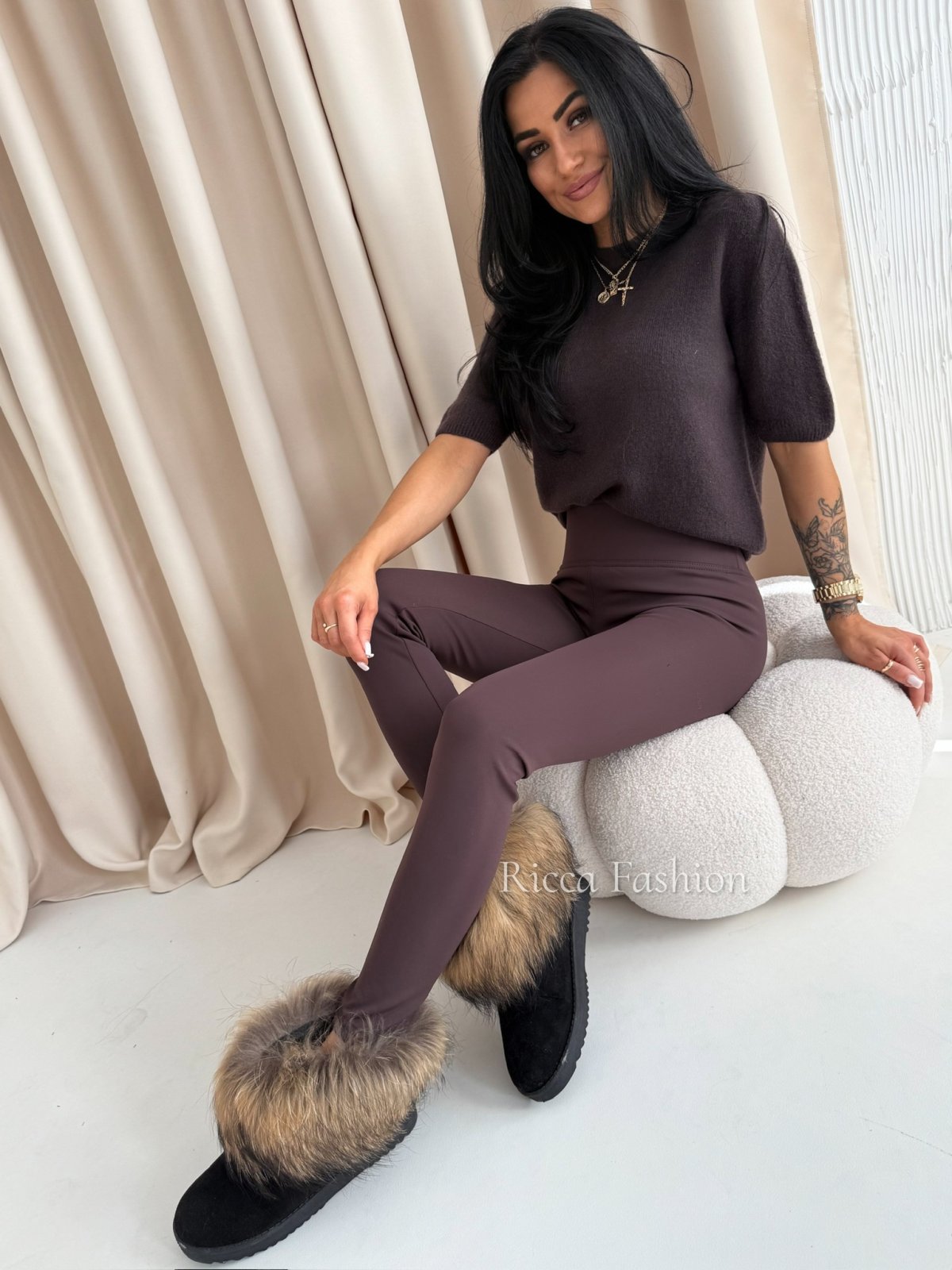 Legginsy ocieplane KEYO, chocolate