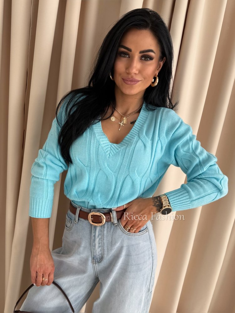 Sweter z wiskozą NIKO, blue