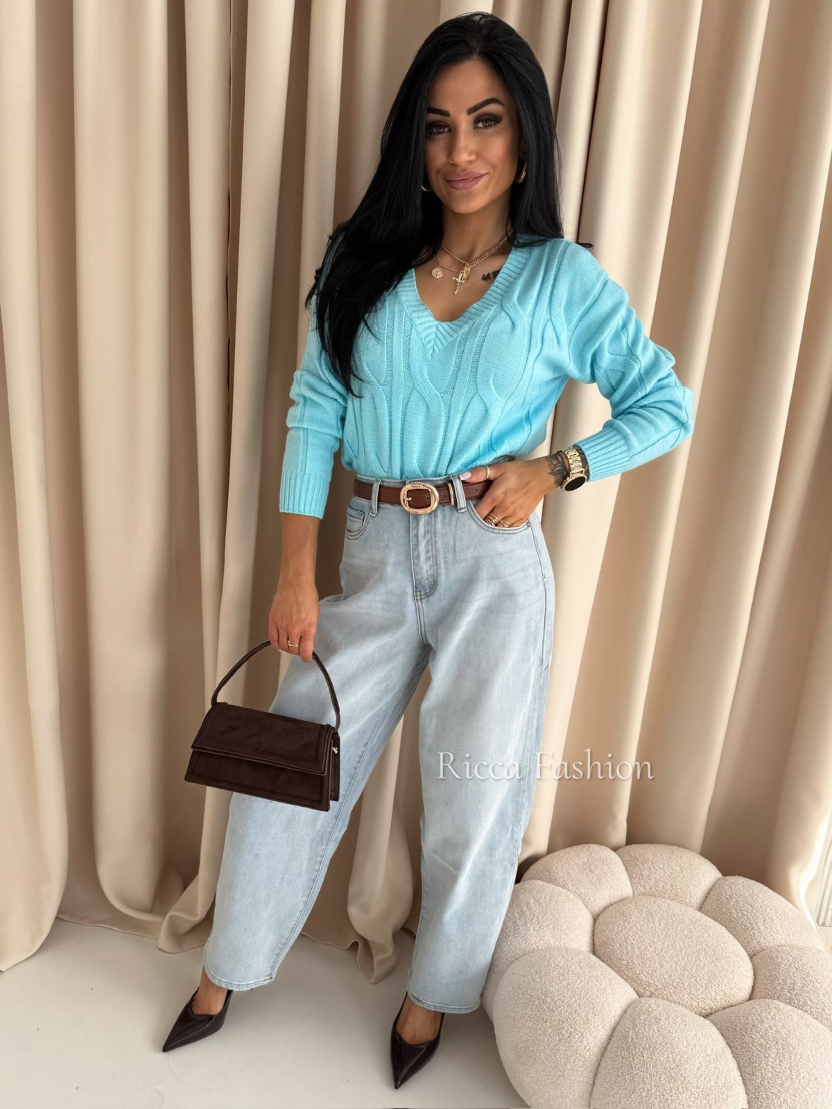 Sweter z wiskozą NIKO, blue