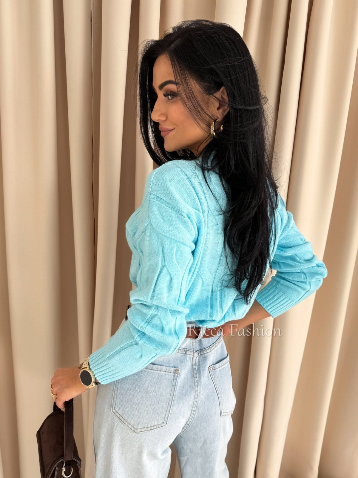 Sweter z wiskozą NIKO, blue