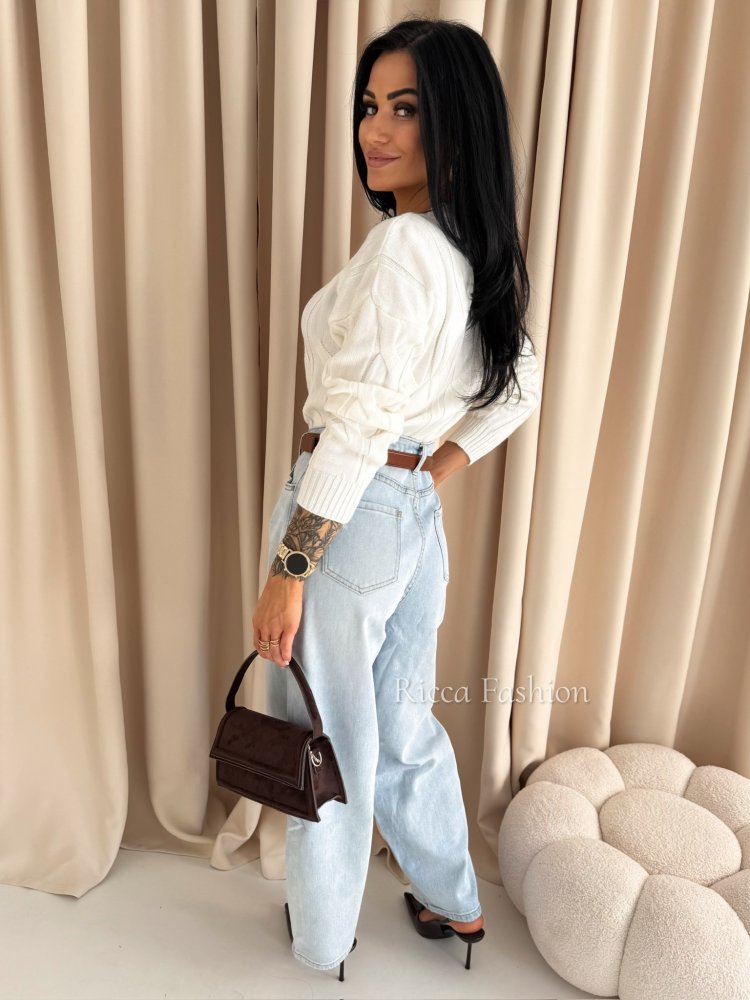 Sweter z wiskozą NIKO, ecru