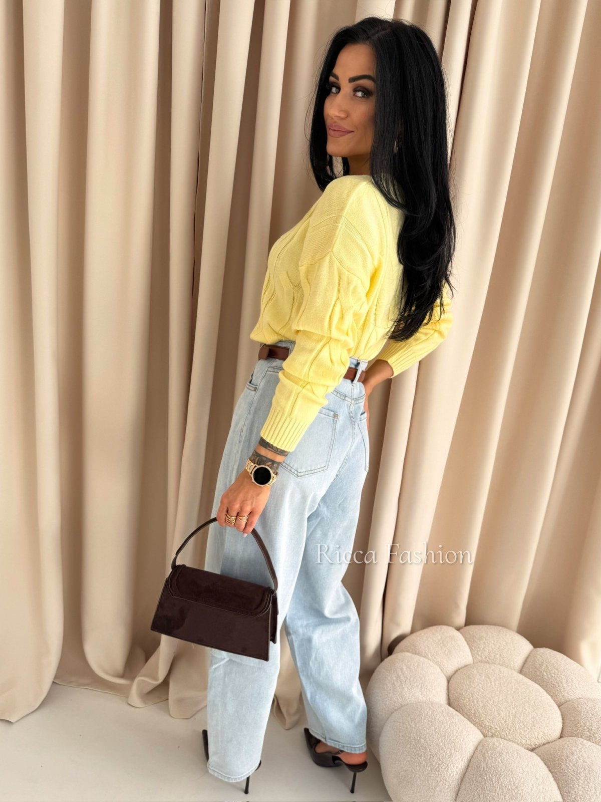 Sweter z wiskozą NIKO, banana