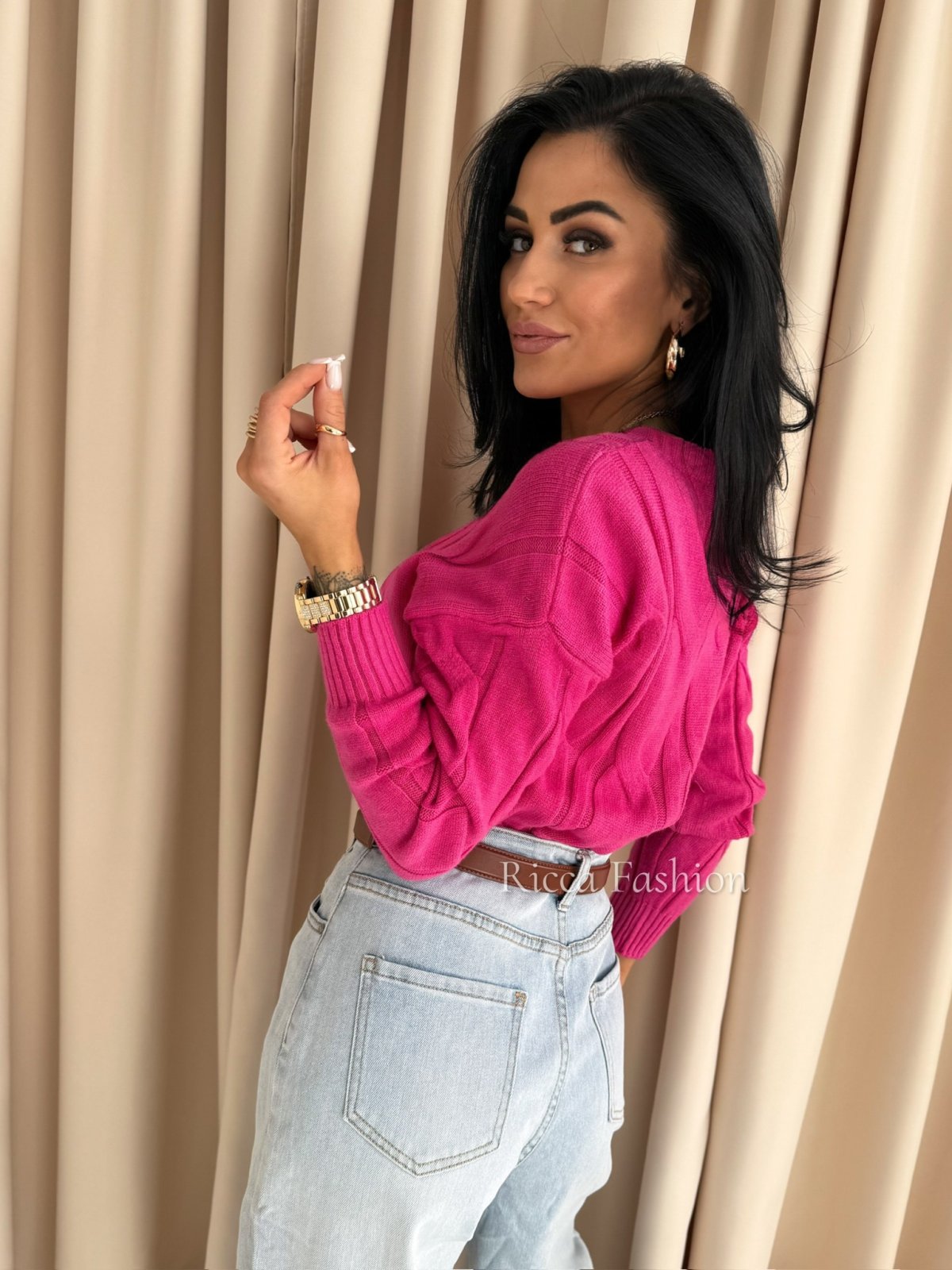 Sweter z wiskozą NIKO, fuchsia