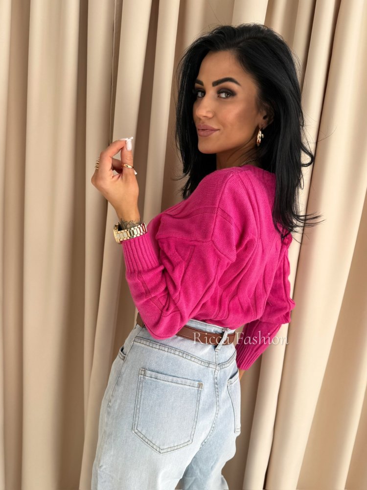 Sweter z wiskozą NIKO, fuchsia