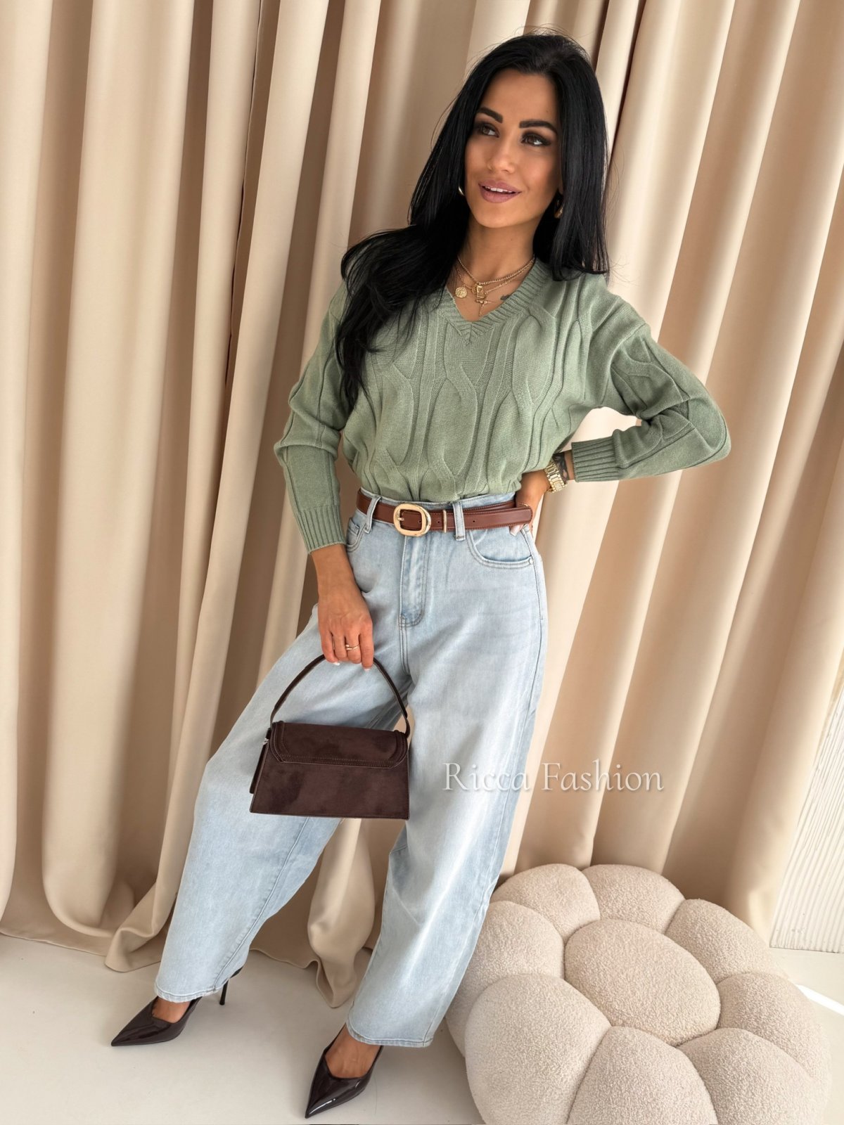 Sweter z wiskozą NIKO, matcha