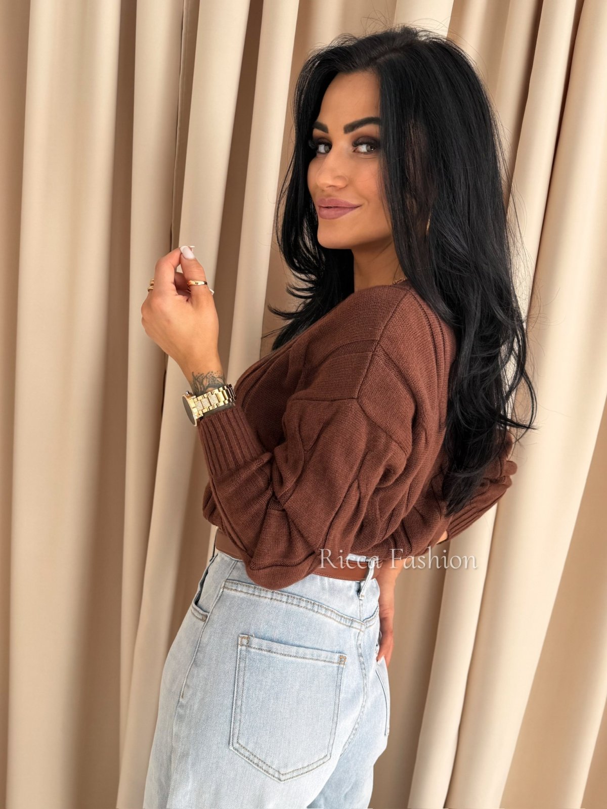 Sweter z wiskozą NIKO, chocolate