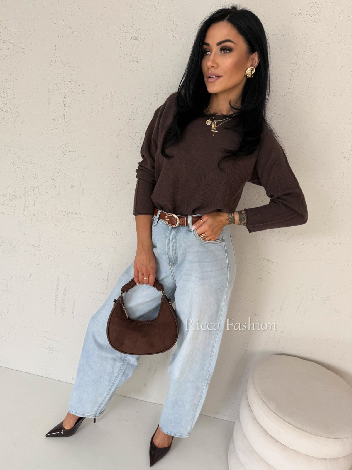 Sweter z wiskozą JASPER, chocolate