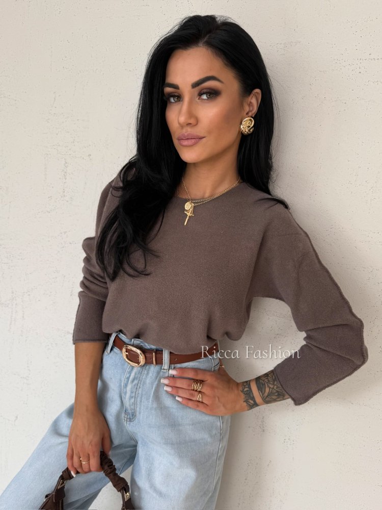 Sweter z wiskozą JASPER, mocca