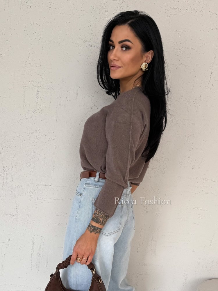 Sweter z wiskozą JASPER, mocca