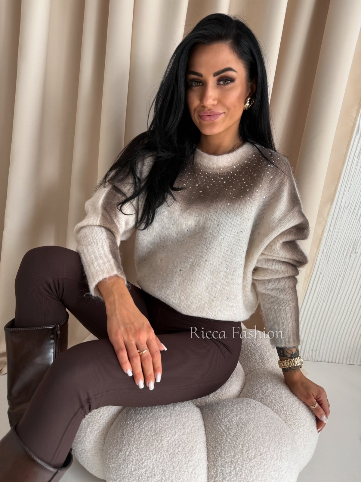 Sweter z wełną MAGNUS, beige