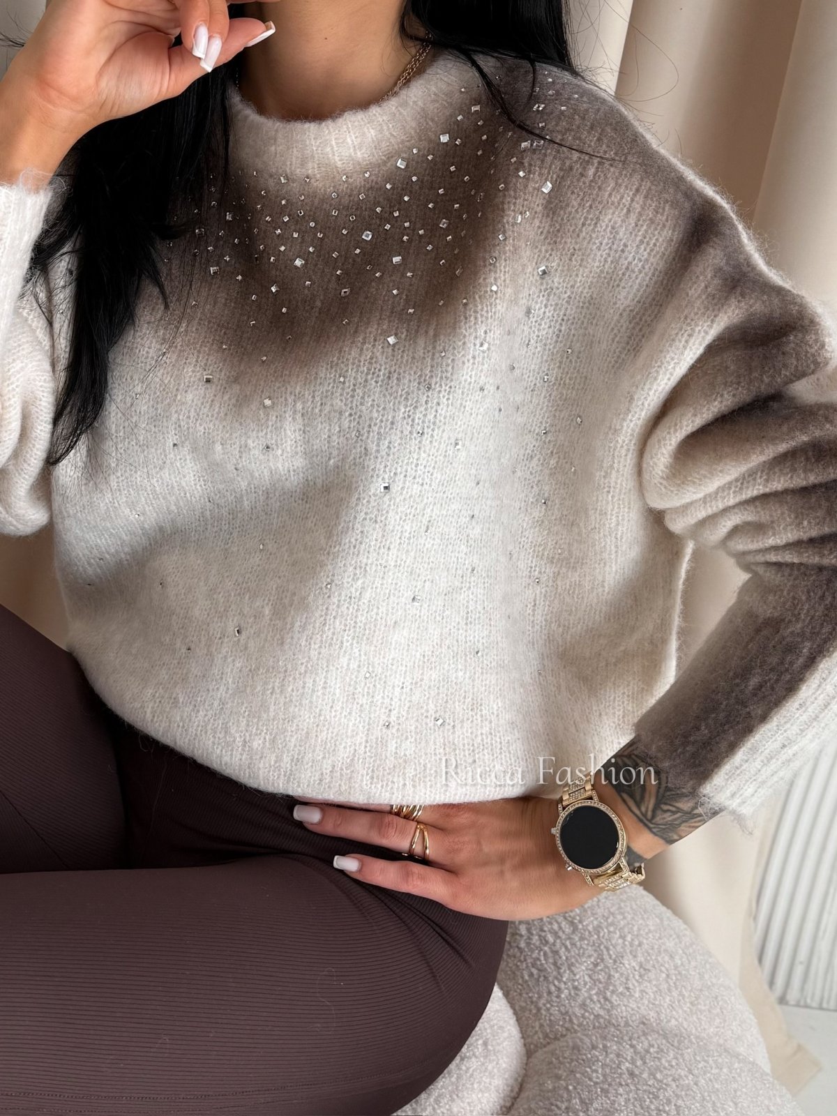 Sweter z wełną MAGNUS, beige