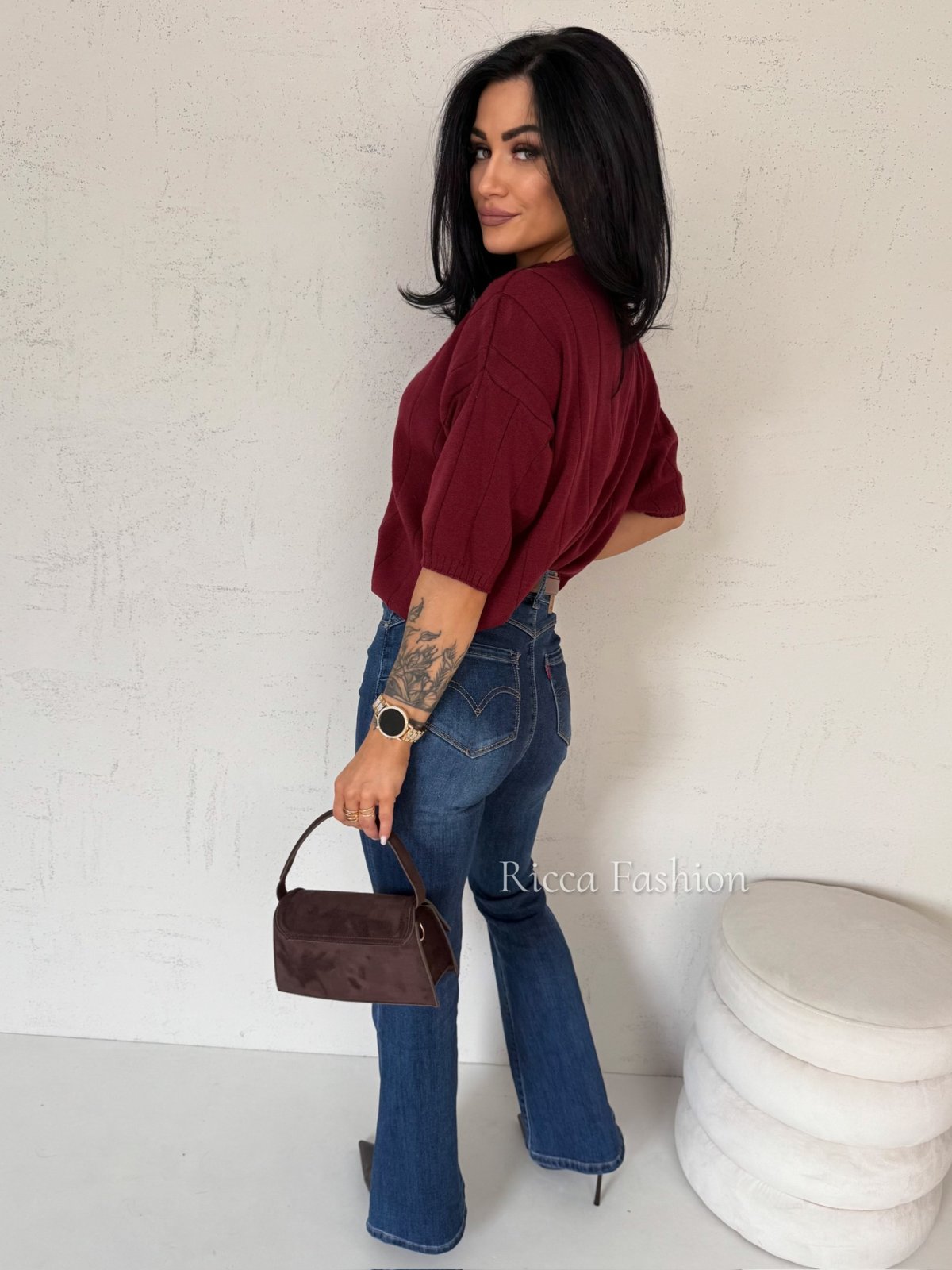 Sweter z wiskozą GISELLE, bordo