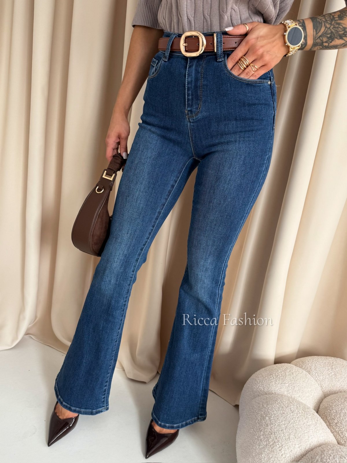 Spodnie dzwony CAMILLE, navy