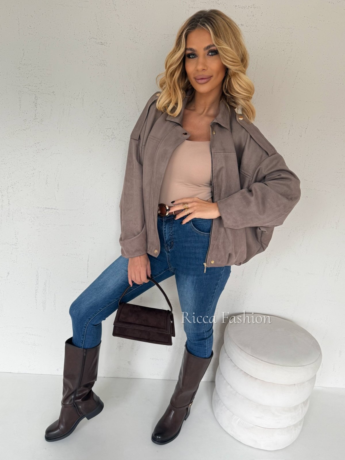 Kurtka zamszowa premium LUCA, cappuccino