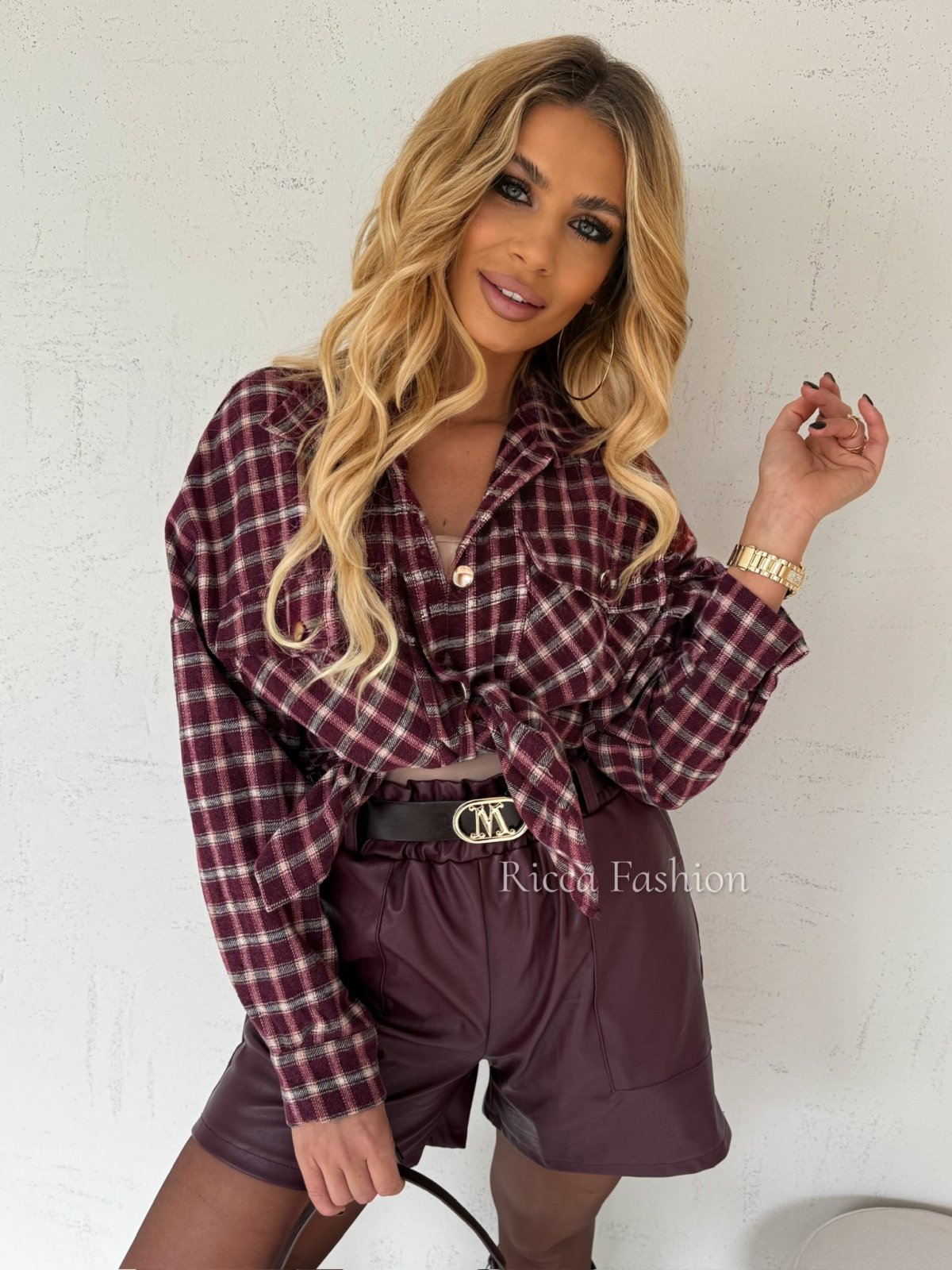 Szorty skórzane MAURICIO, burgund