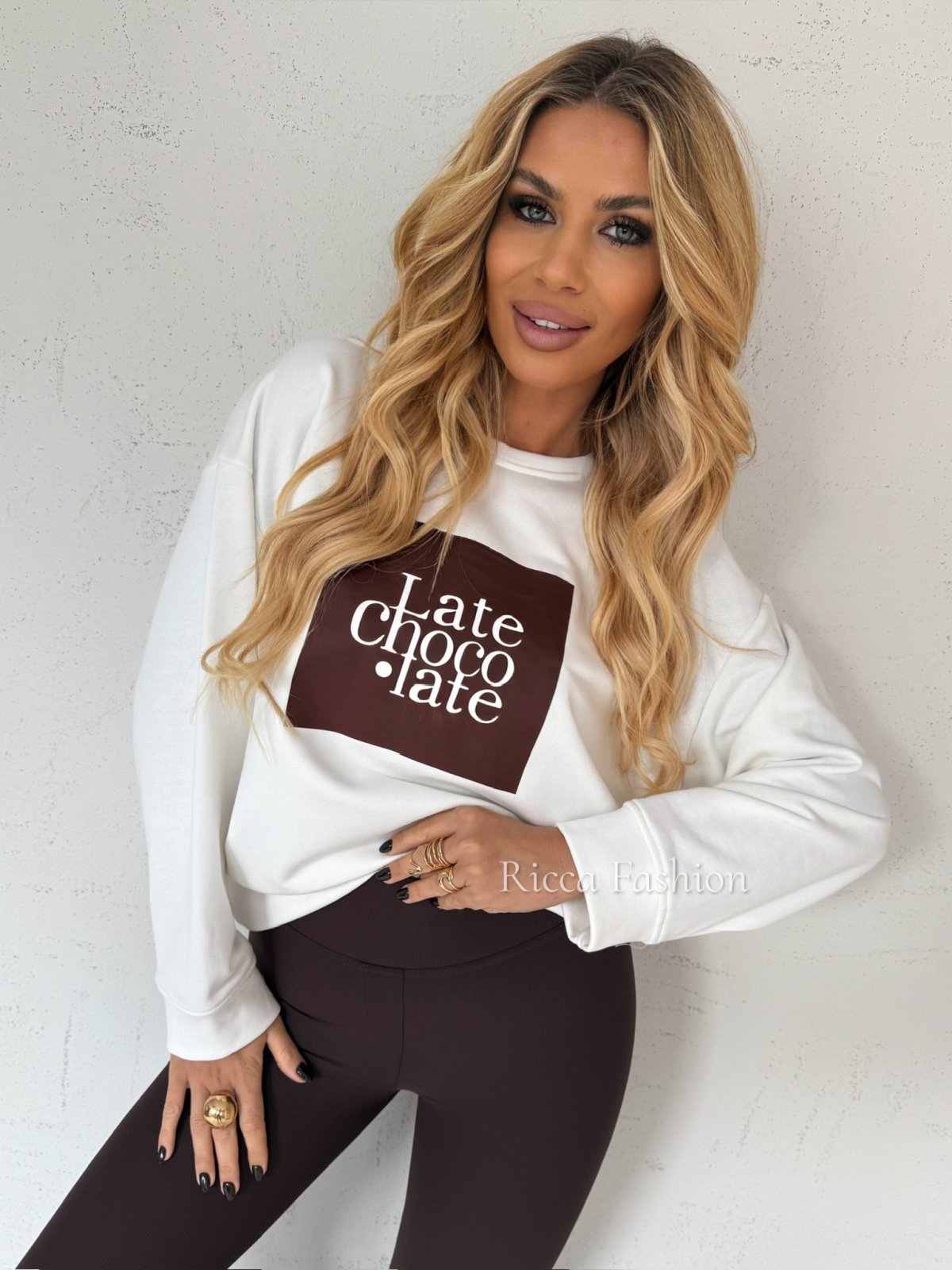 Bluza dresowa LATTE, ecru