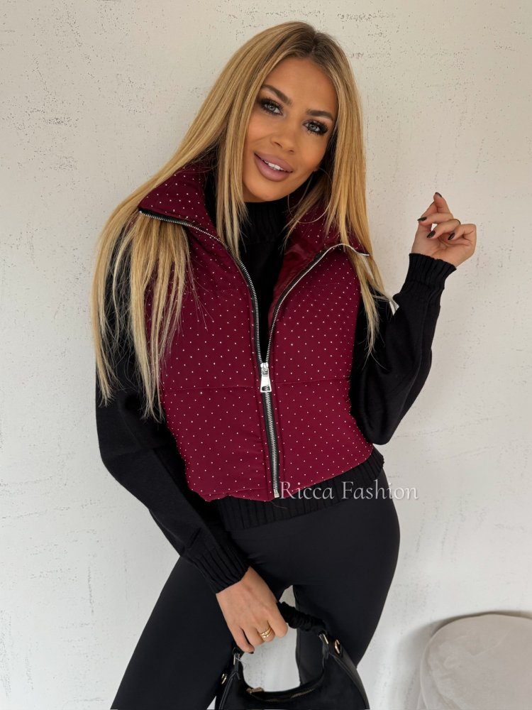 Kamizelka pikowana ANNE, bordo