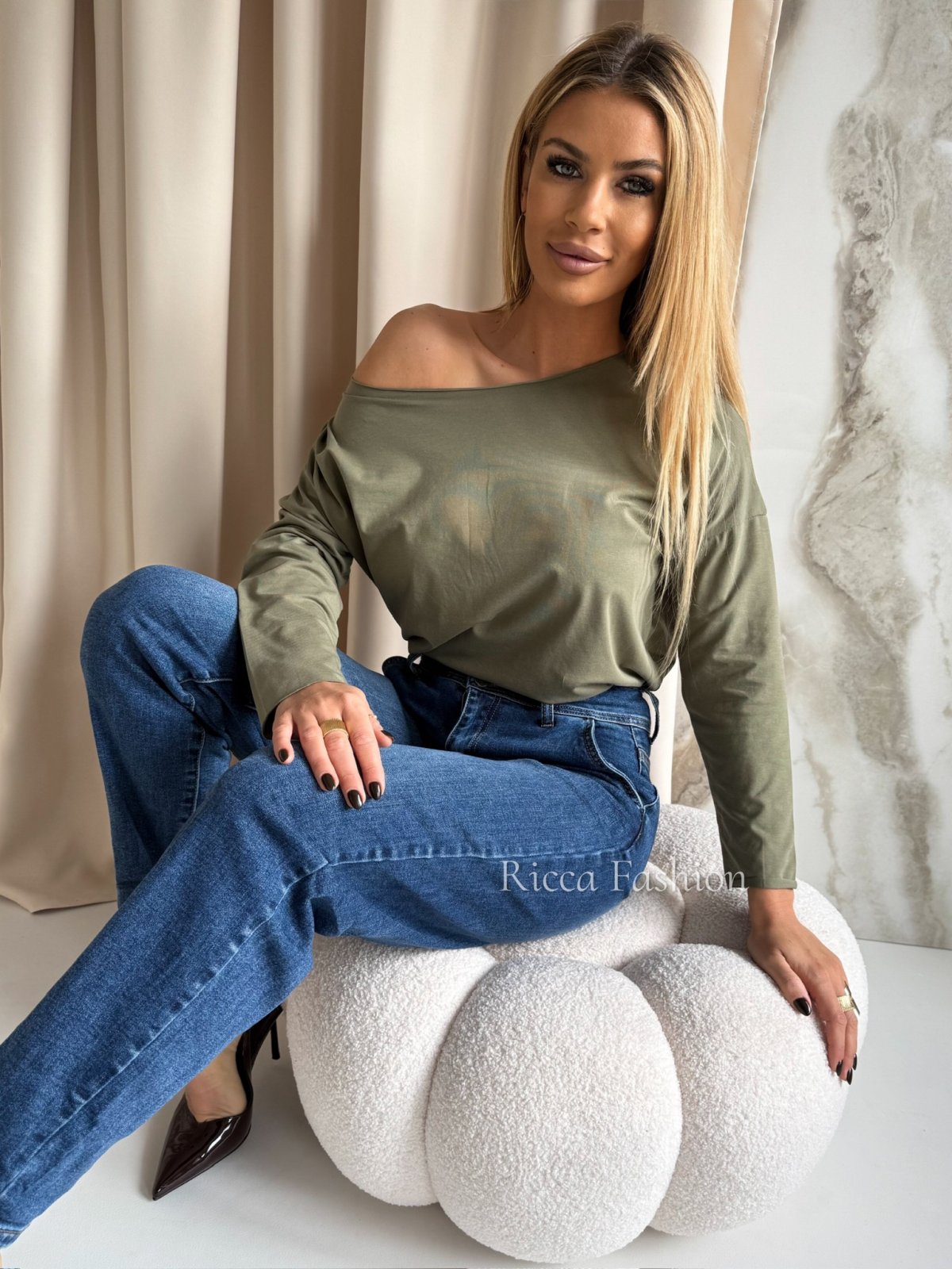 Bluzka bawełniana DAILY, olive