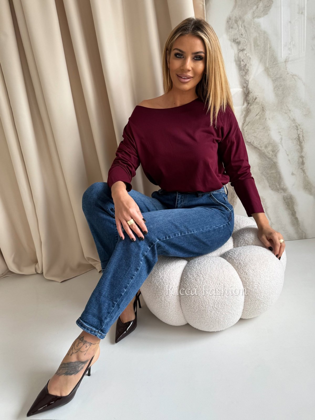 Bluzka bawełniana DAILY, bordo