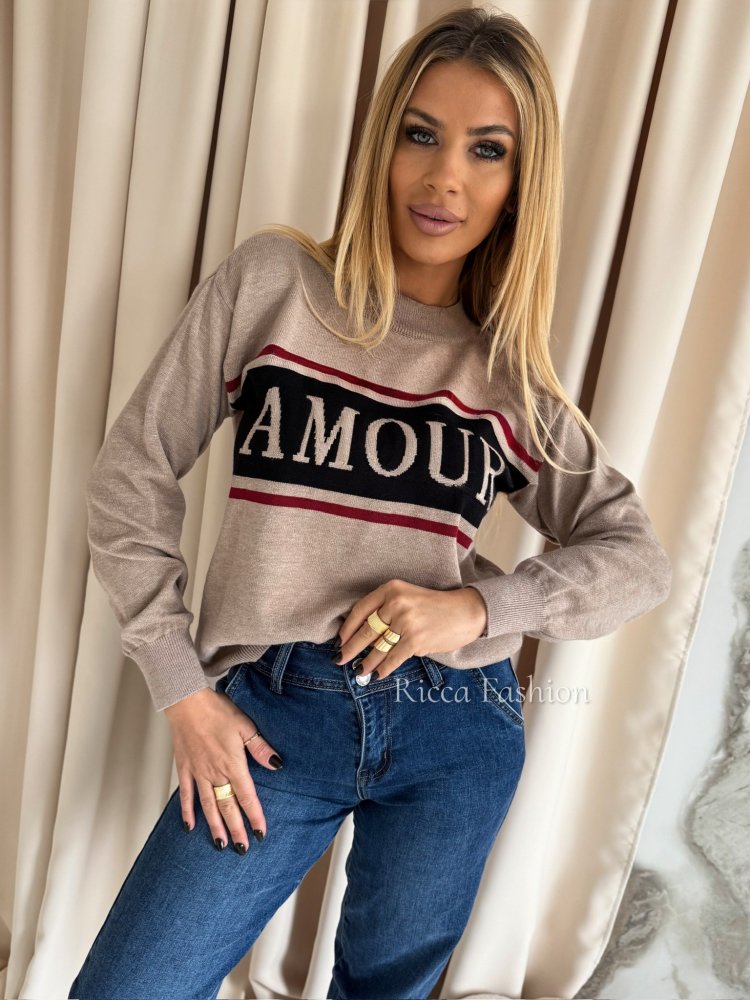 Sweter z wiskozą AMORRE, mocca