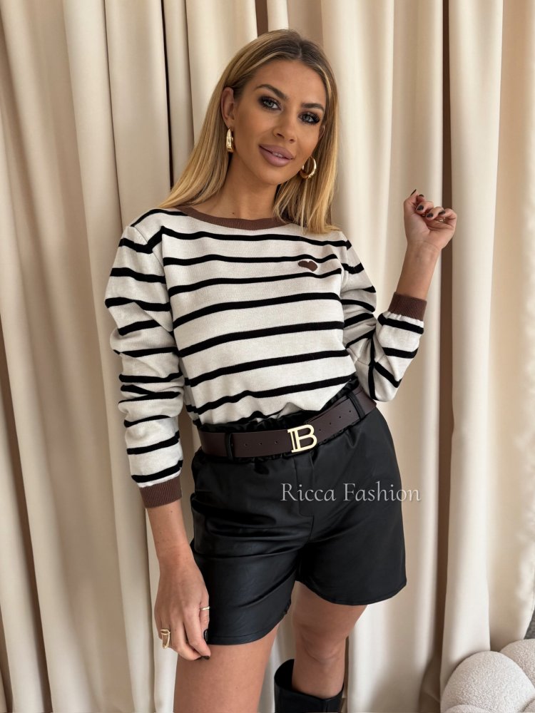 Sweter z wiskozą LOOSE LONG, nude/black