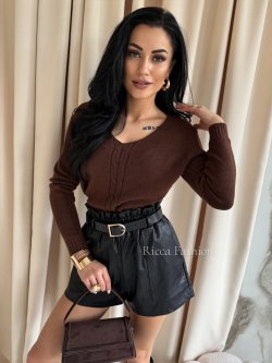 Sweter z wiskozą BINNIE, chocolate