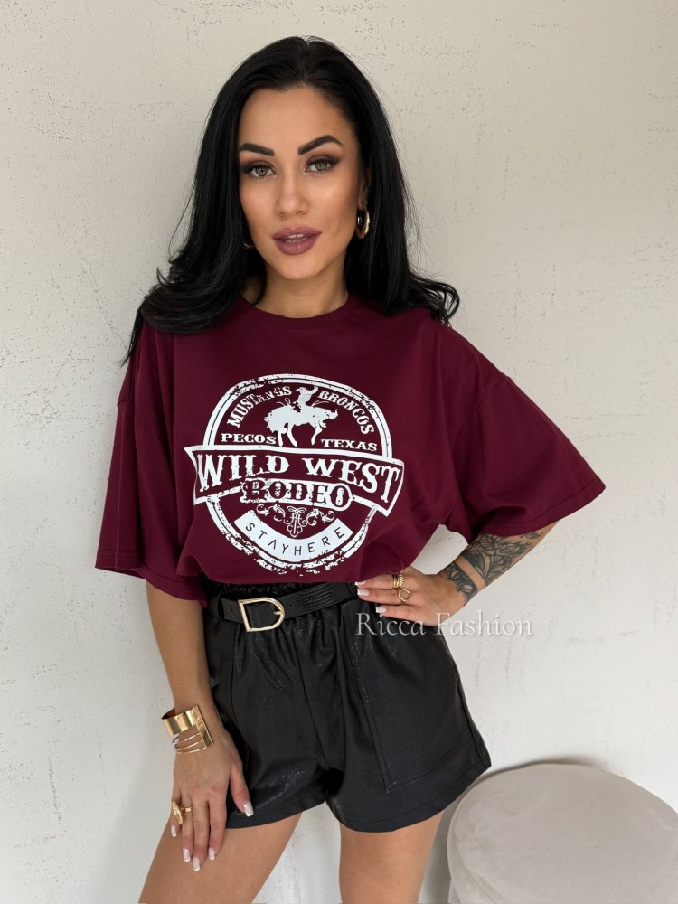 T-shirt WEST, burgund