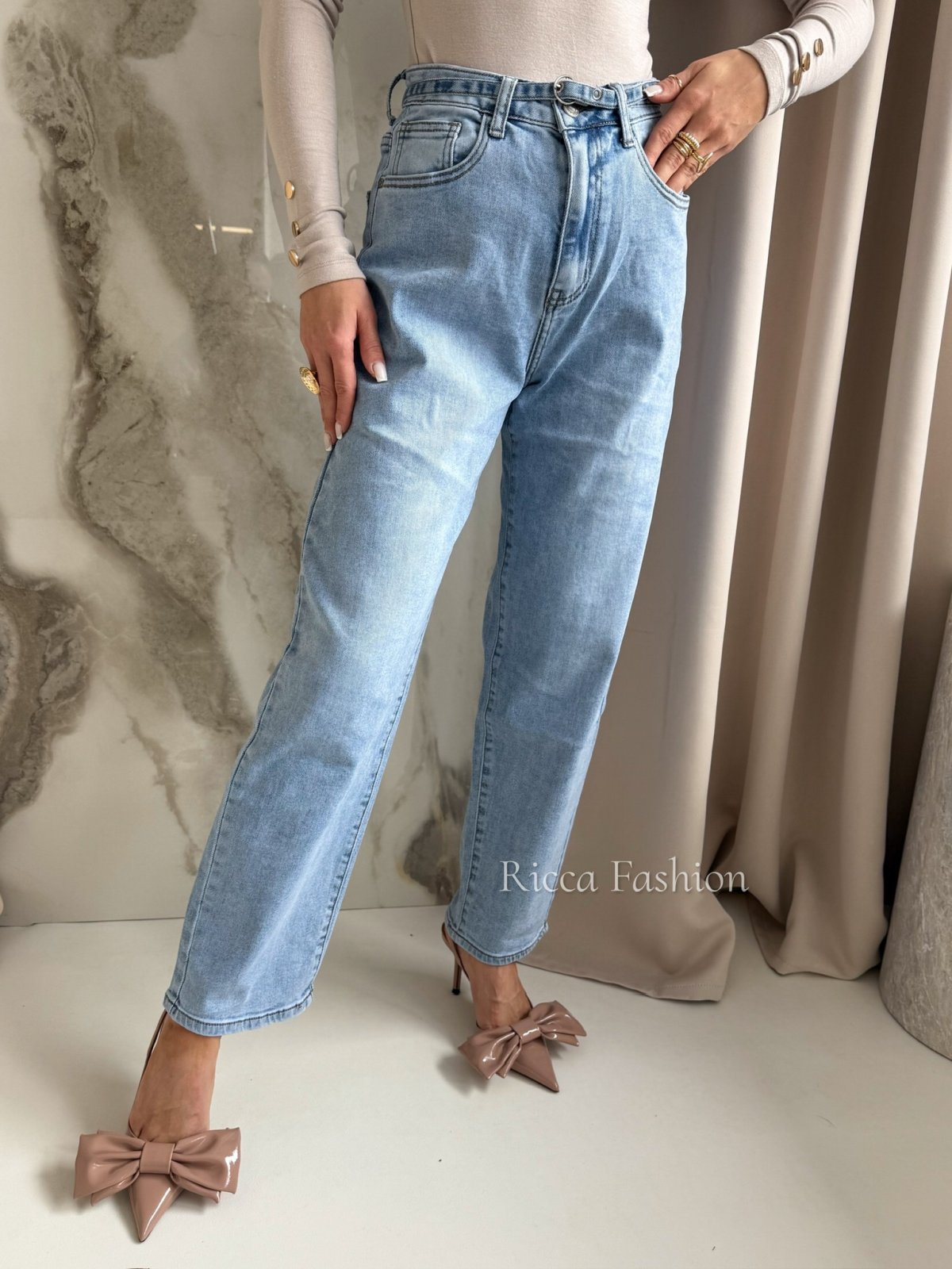 Spodnie straight leg LEO, light blue