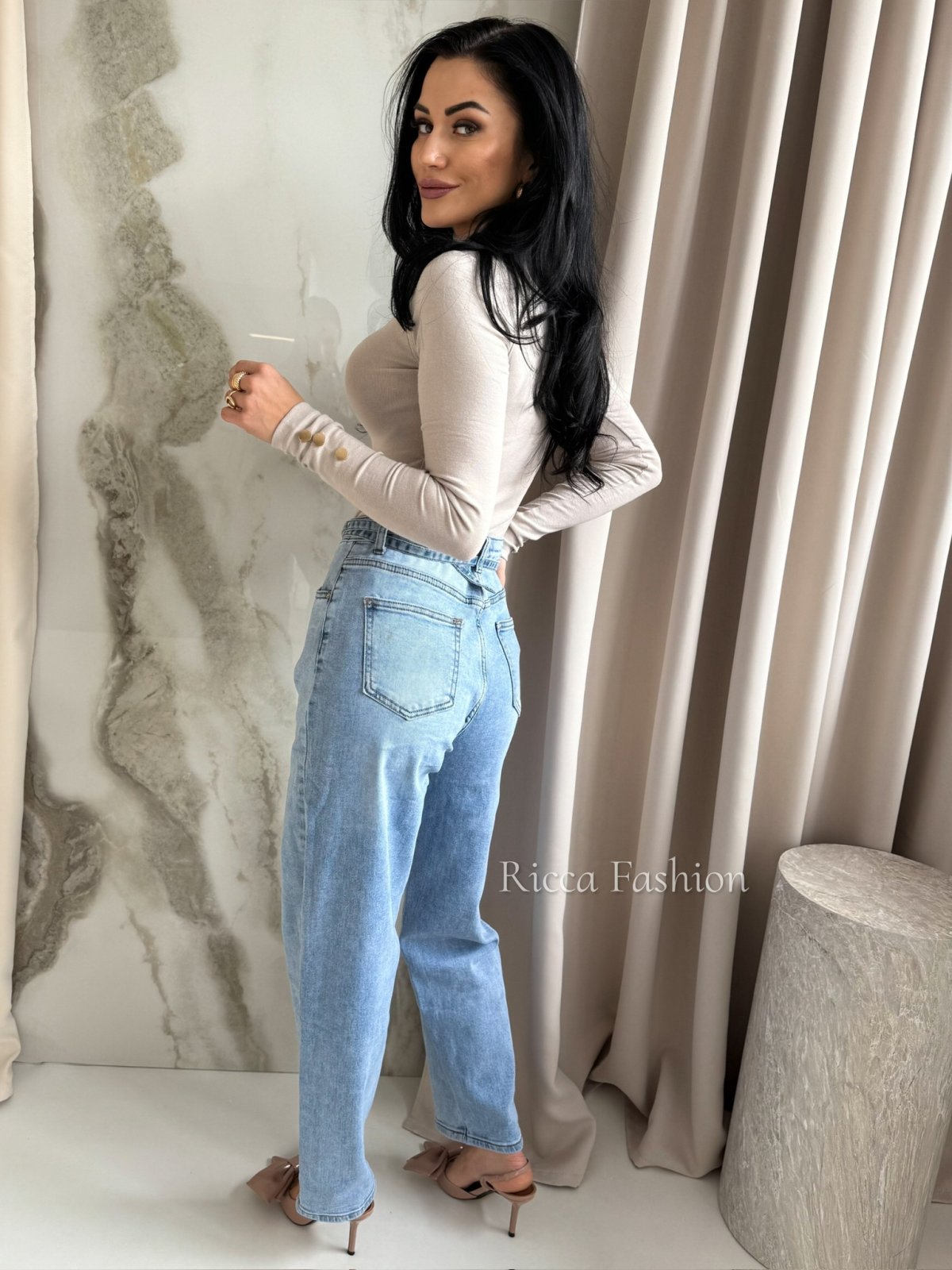 Spodnie straight leg LEO, light blue