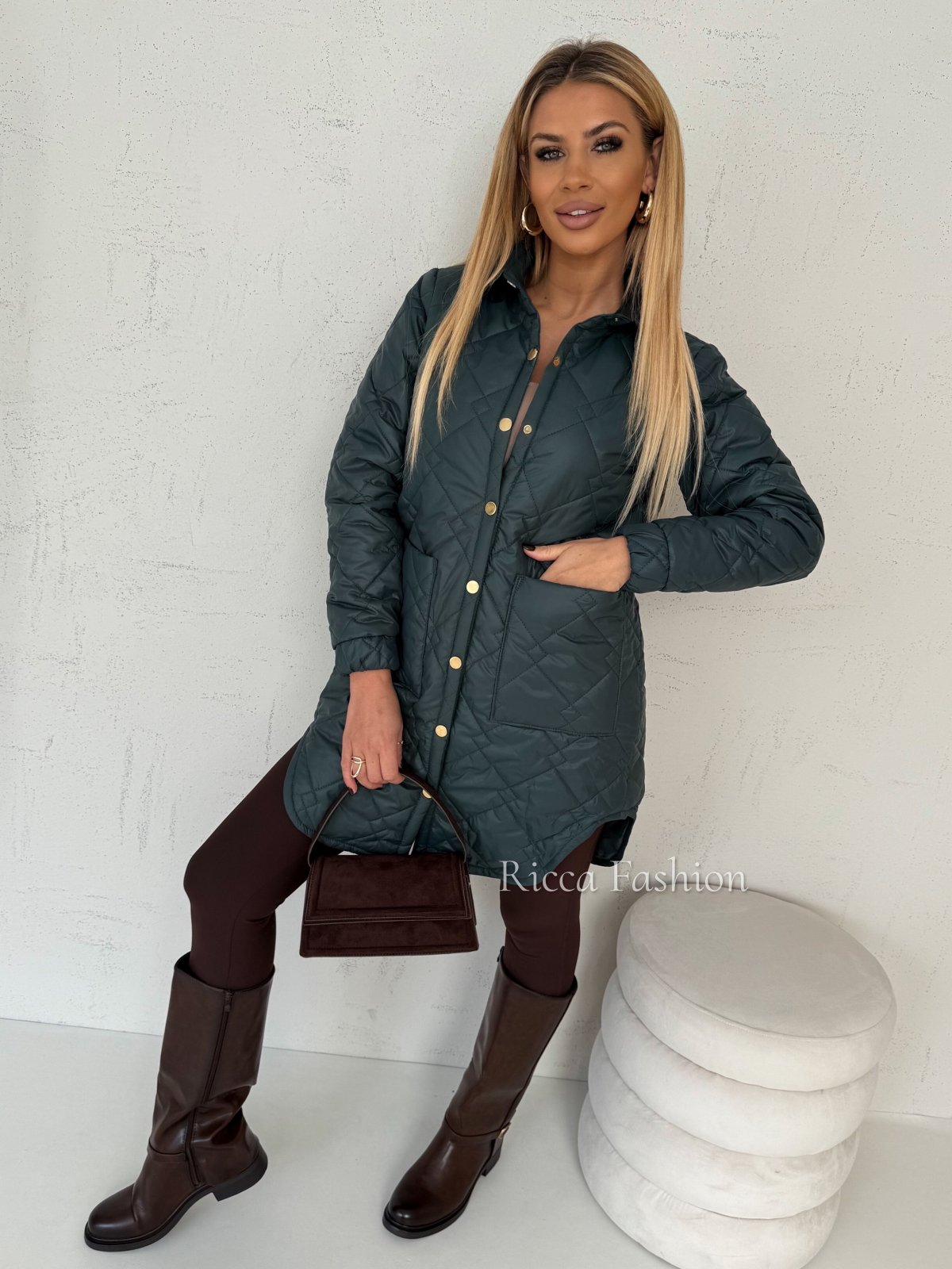 Płaszcz BELLUCI by RICCA, butelkowa zieleń