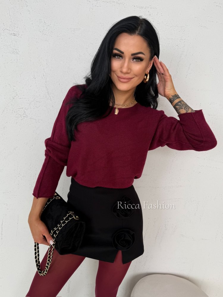 Sweter z wiskozą JASPER, bordo