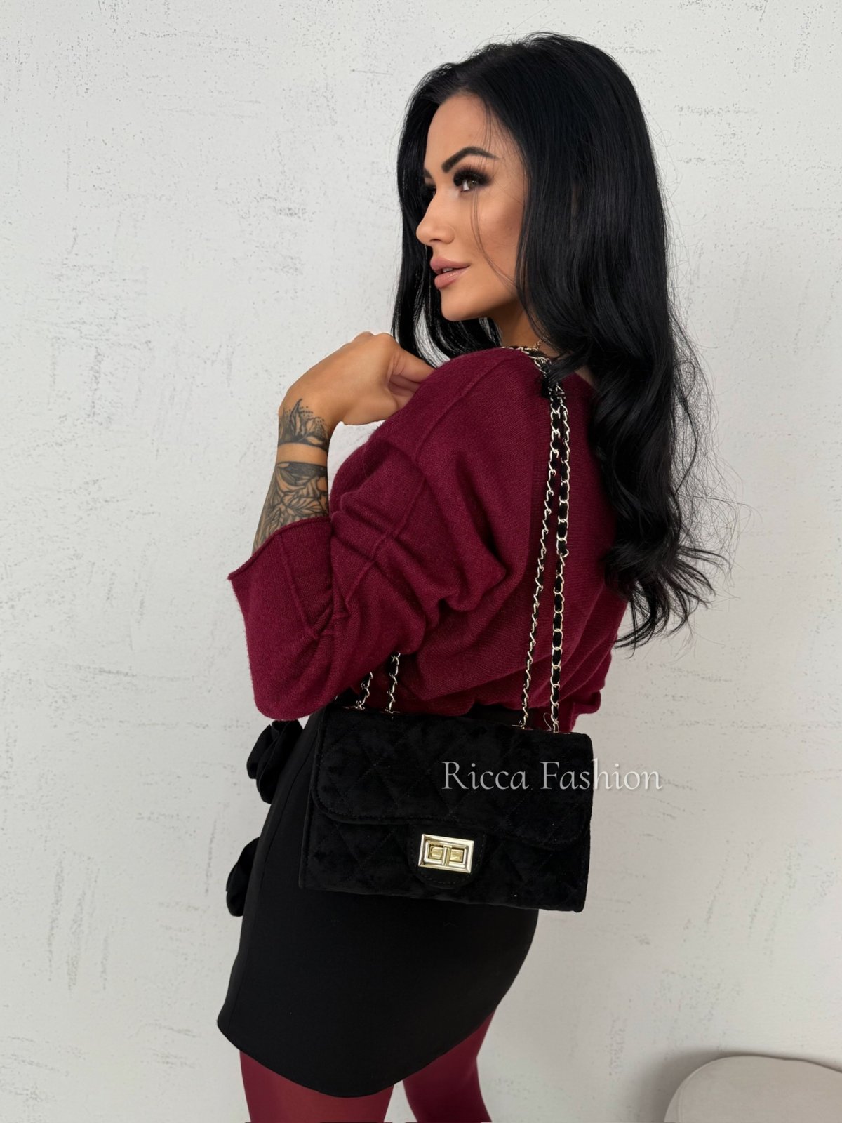 Sweter z wiskozą JASPER, bordo