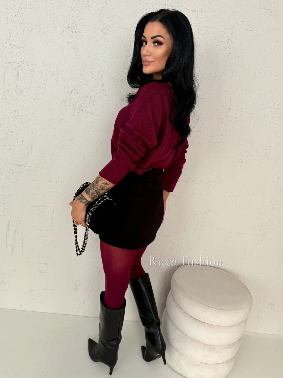 Sweter z wiskozą JASPER, bordo