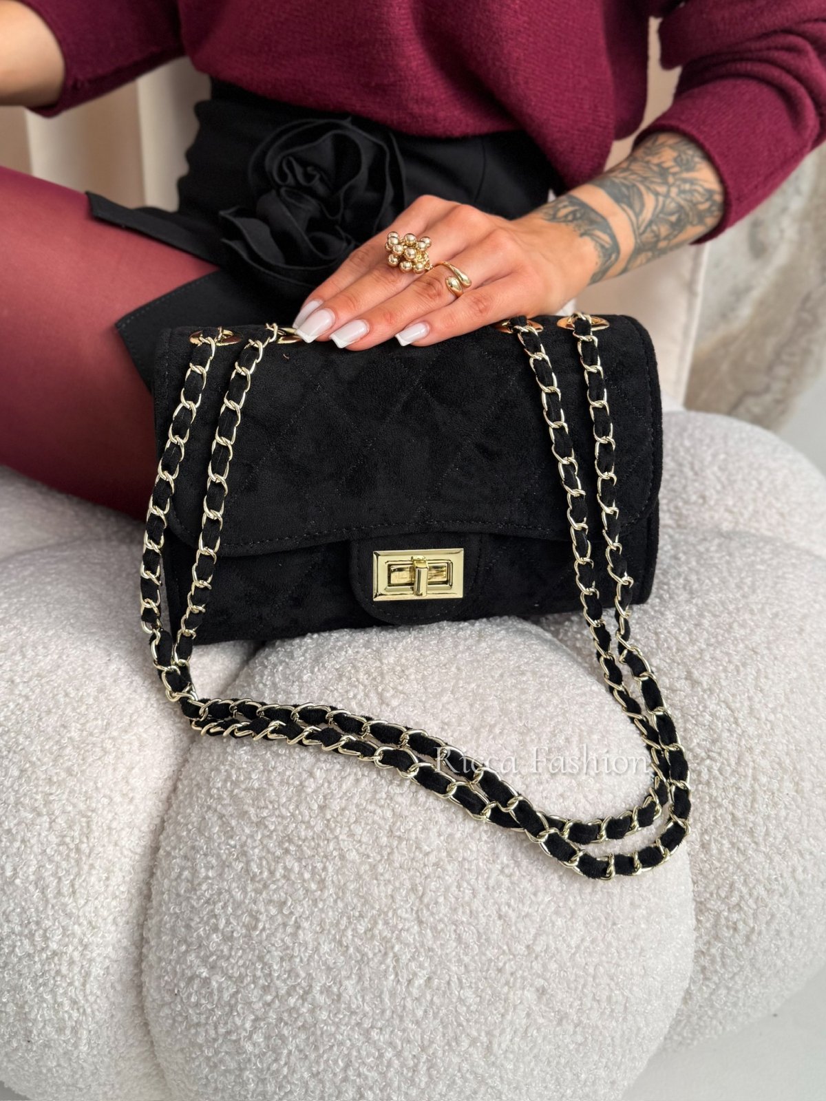 Torebka zamszowa STYLISH, black