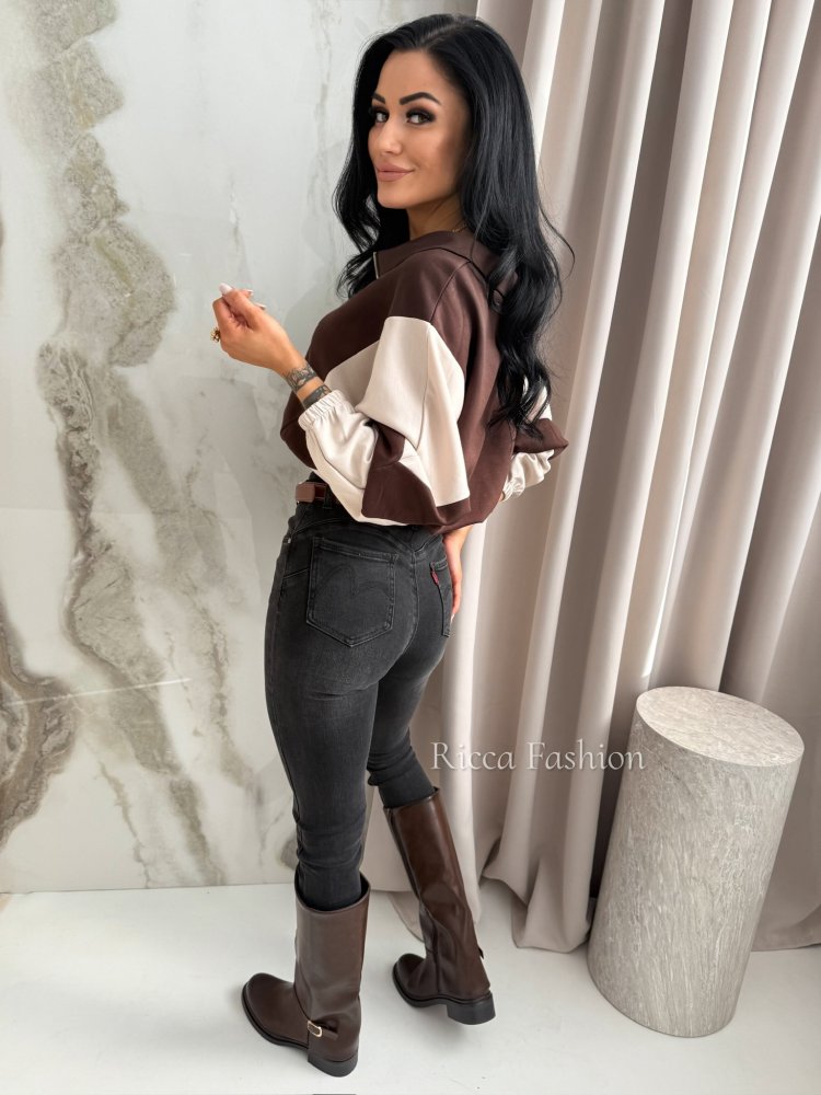 Bluza dresowa FABIENNE, chocolate/nude