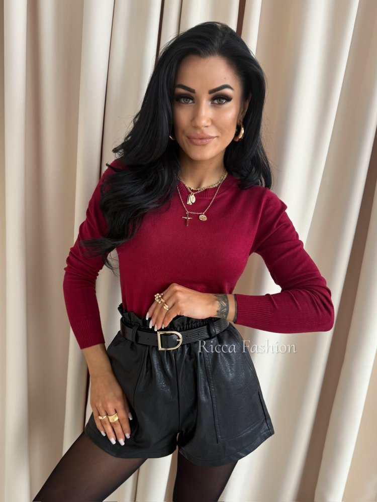 Sweter z wiskozą ELODIE, bordo