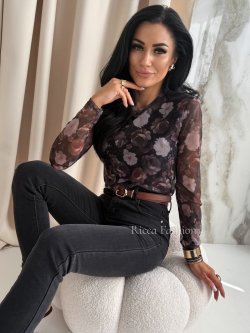 Bluzka siateczkowa JULIETTE, black/brown