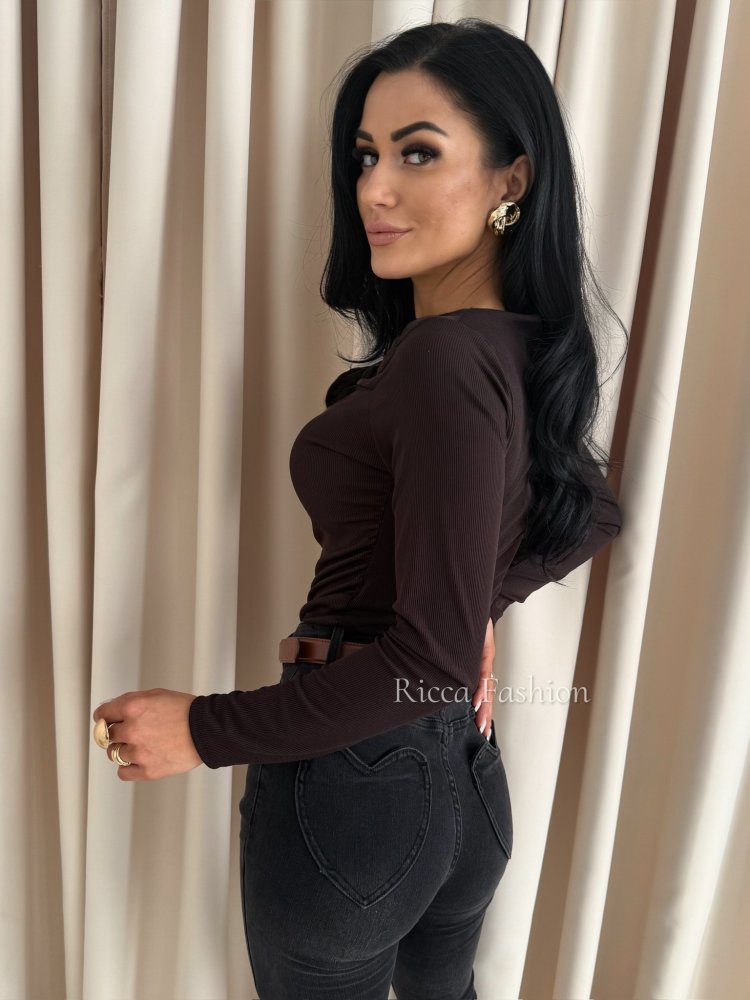 Bluzka prążkowana GLOSSI, chocolate