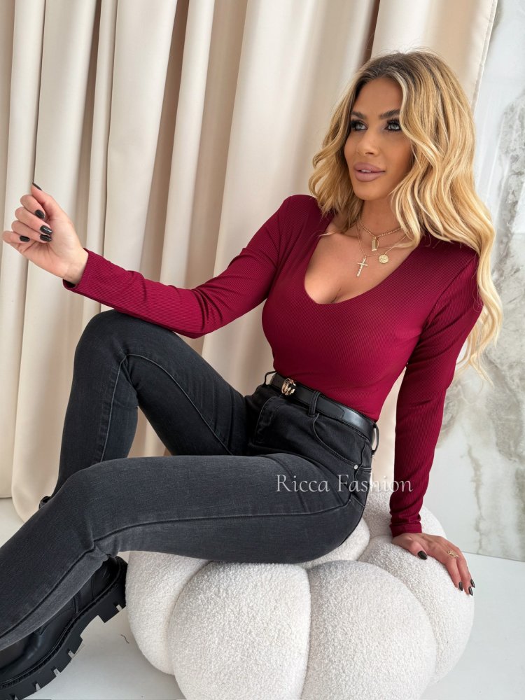 Body prążkowane NADINE, bordo