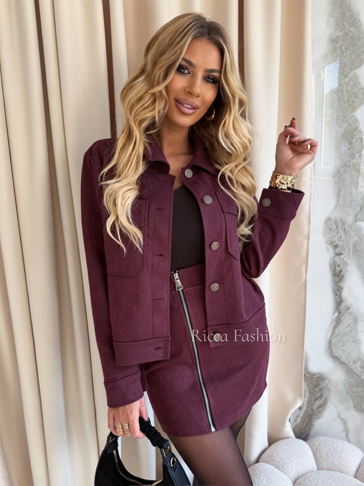 Komplet zamszowy CAROLINE, burgund