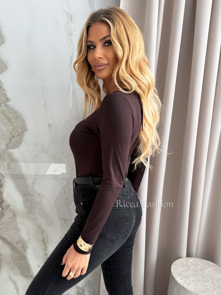 Bluzka bawełniana BASICO, chocolate