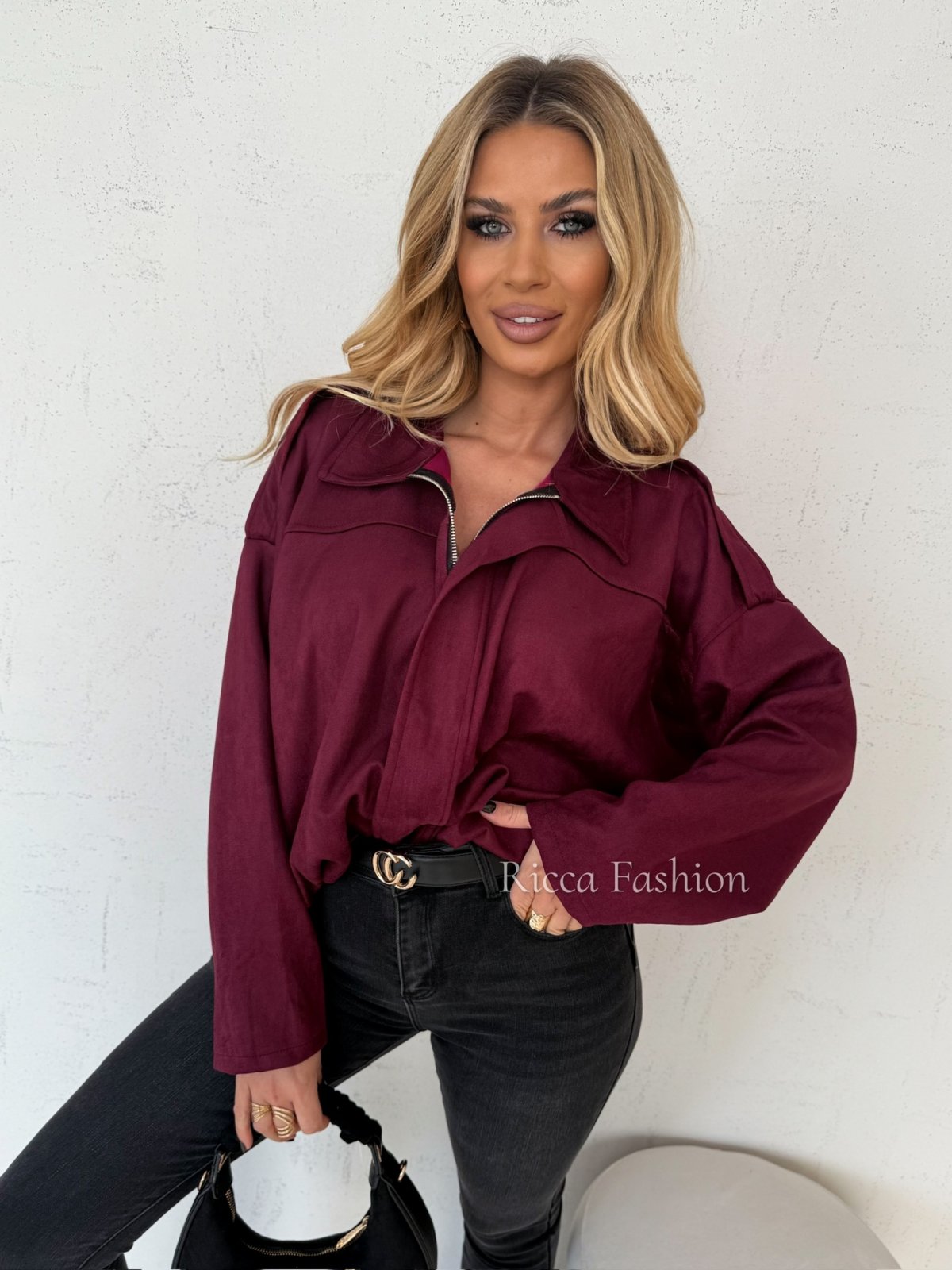 Kurtka zamszowa ISALINE, burgund