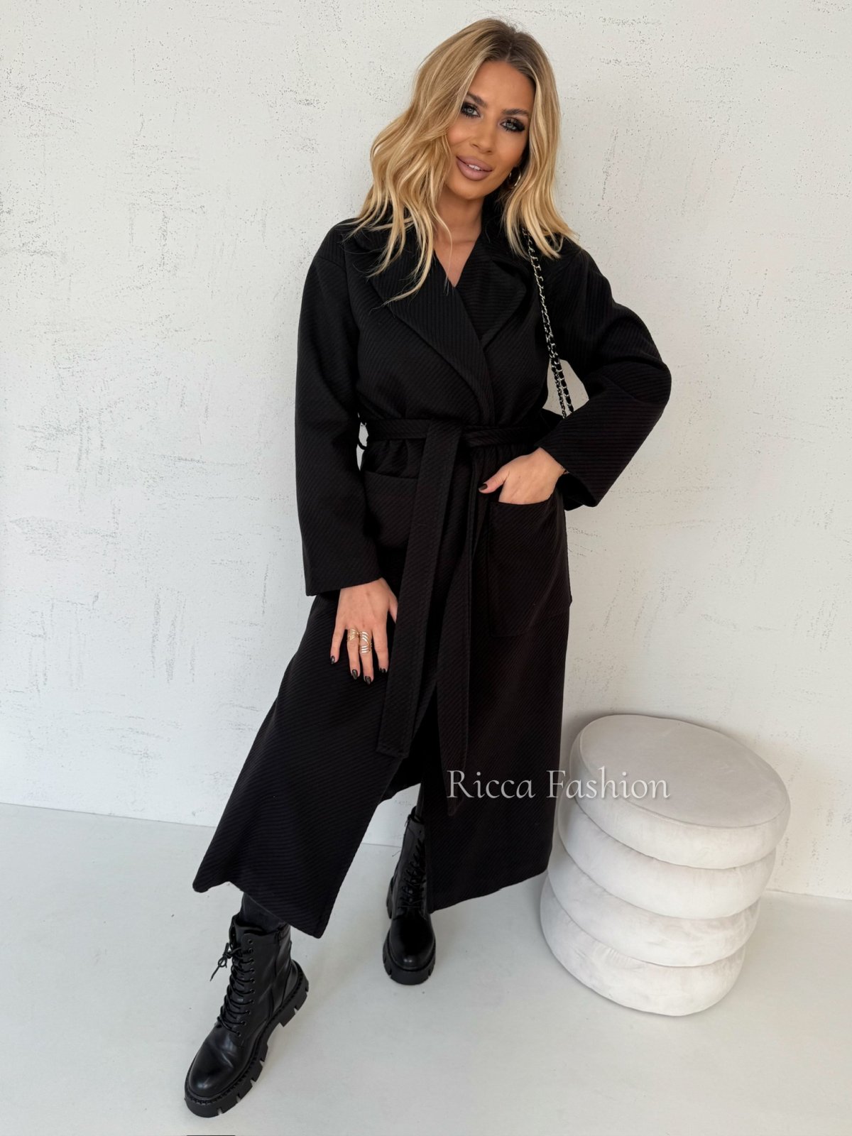 Płaszcz flauszowy premium AMARRO, black