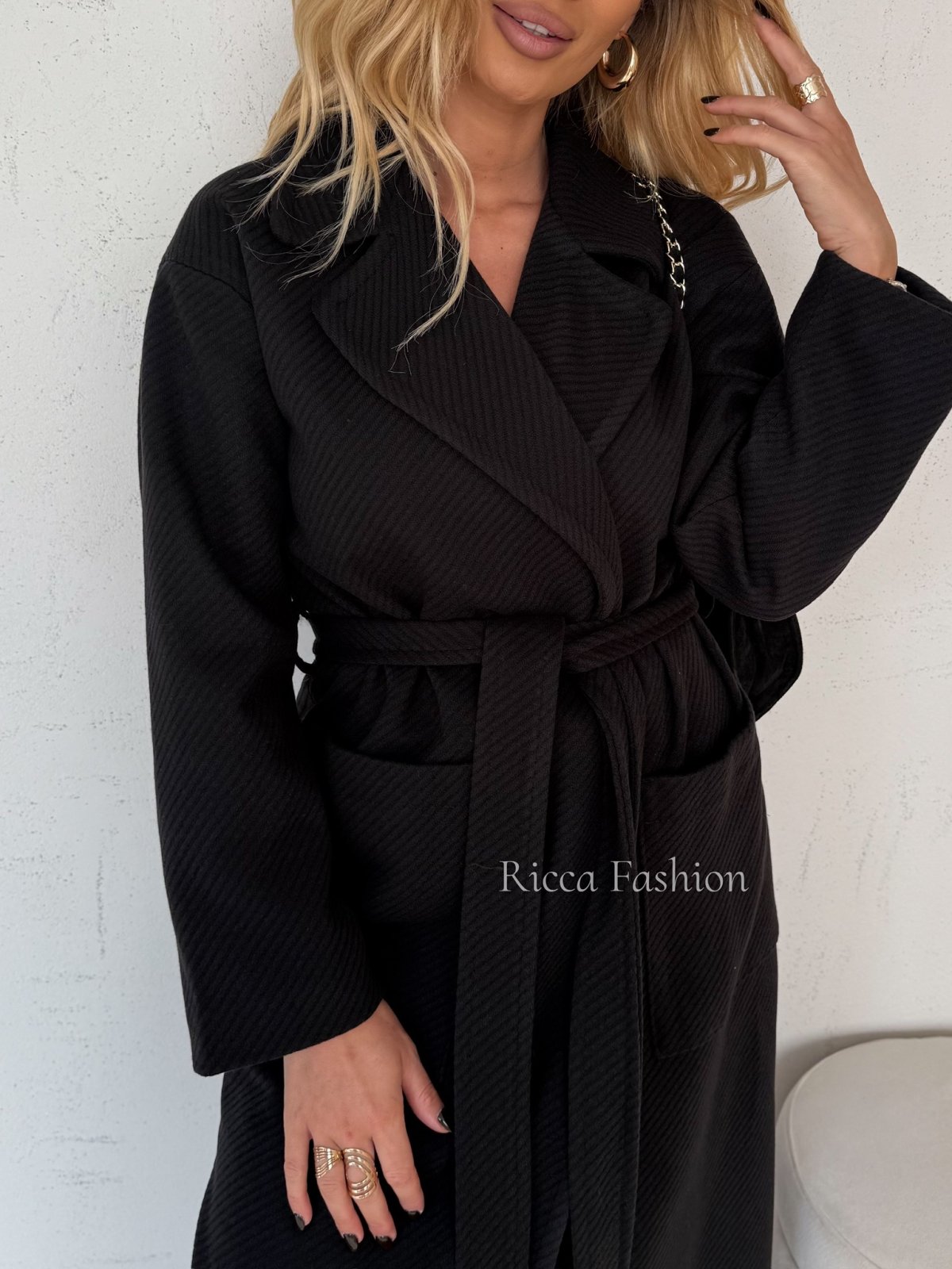 Płaszcz flauszowy premium AMARRO, black